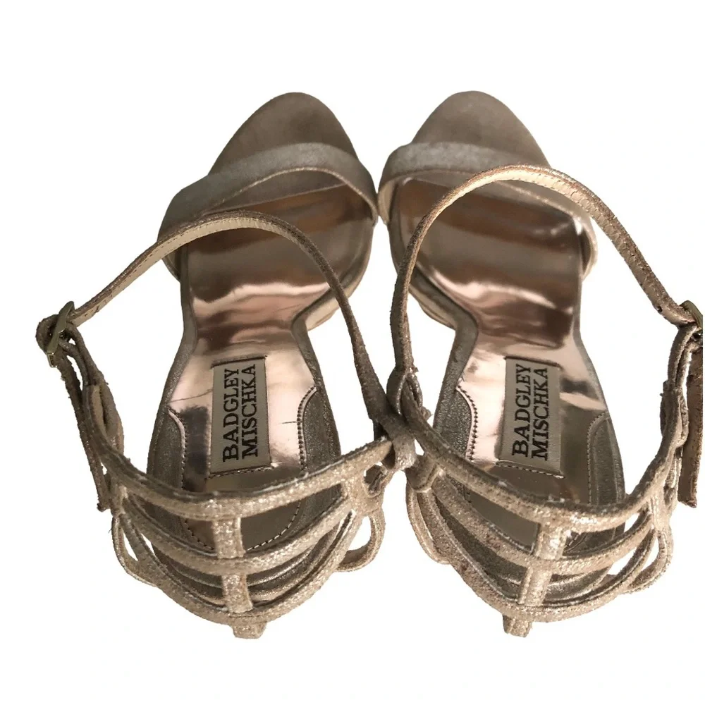 Badgley Mischka Rose Gold Sandals Leather Platform